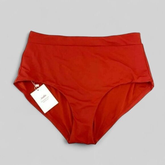 Andie Swim Wide Band High Waisted Bikini Bottom in Chili Pepper Size XS NWT - Picture 2 of 11